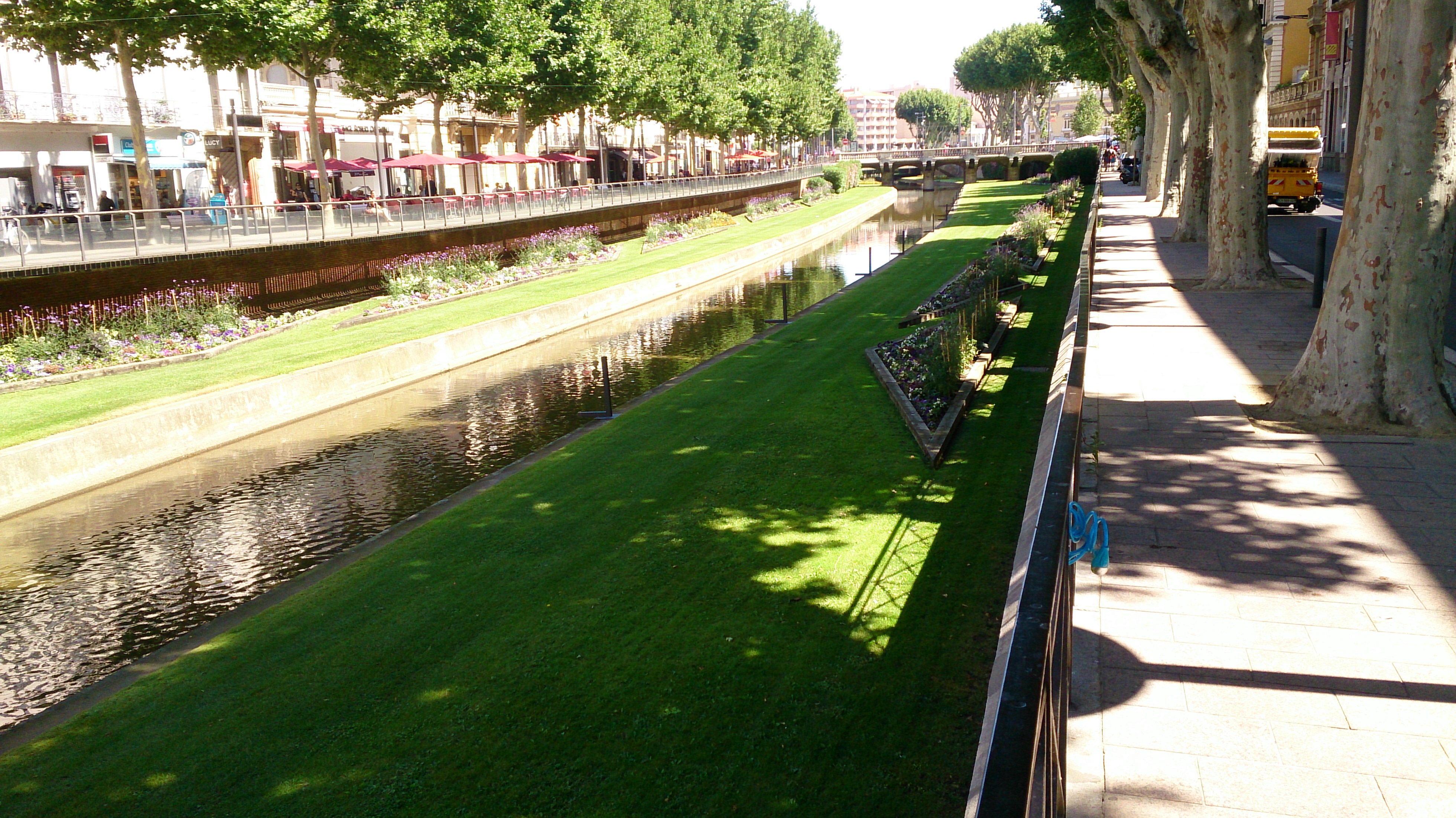 Canal and grass verges on the canal at Perpignan